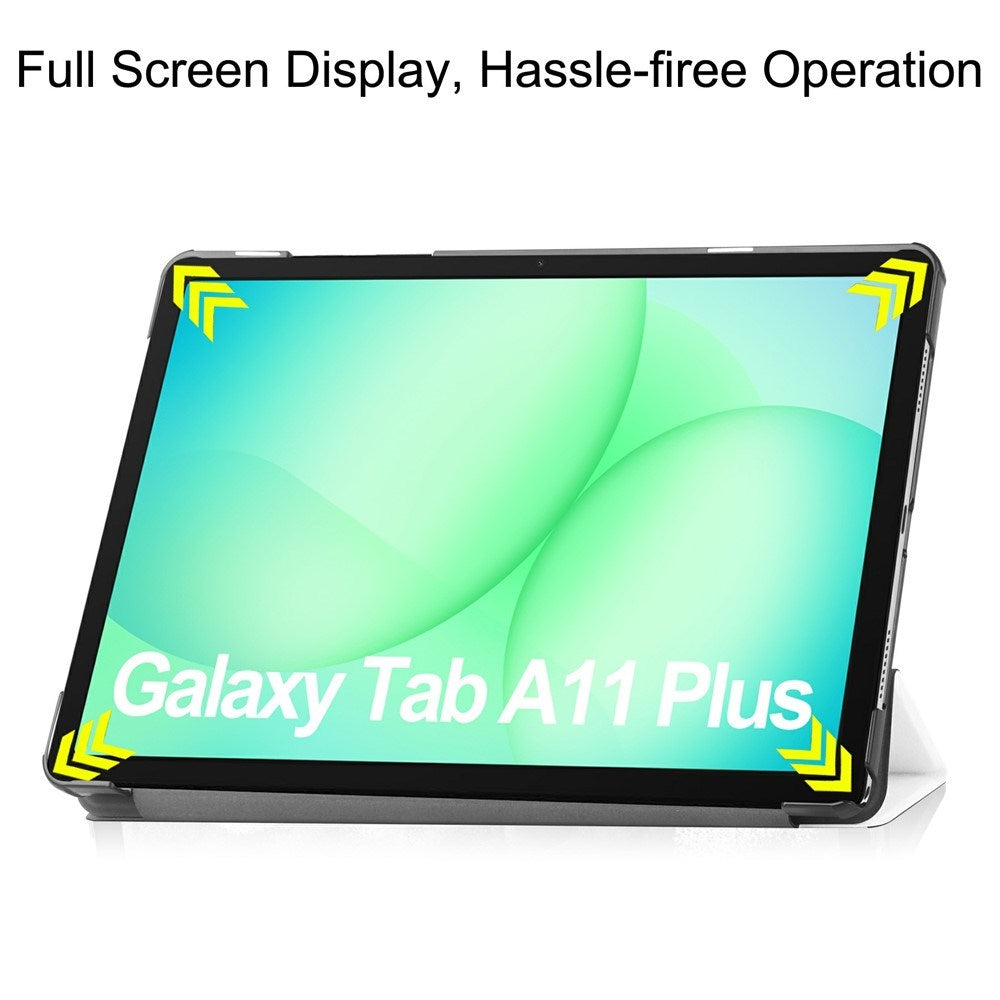 Samsung Galaxy Tab A11+ (Plus) EIDERWOOD Kunstlæder Tablet Cover m. Standerfunktion - Hvid