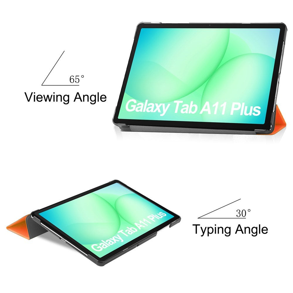 Samsung Galaxy Tab A11+ (Plus) EIDERWOOD Kunstlæder Tablet Cover m. Standerfunktion - Orange