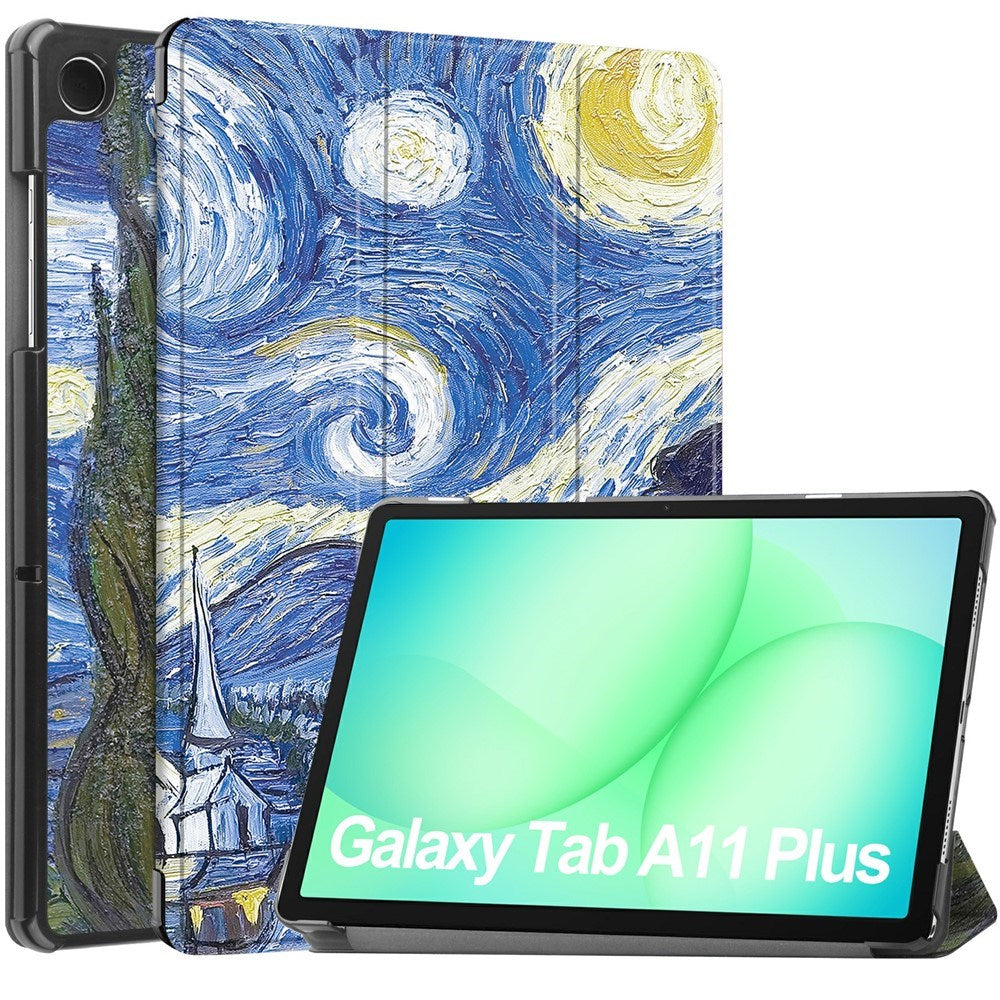 Samsung Galaxy Tab A11+ (Plus) EIDERWOOD Kunstlæder Tablet Cover m. Motiv - Stjernehimmel