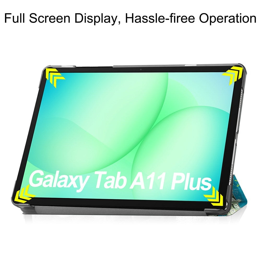 Samsung Galaxy Tab A11+ (Plus) EIDERWOOD Kunstlæder Tablet Cover m. Motiv - Blomster