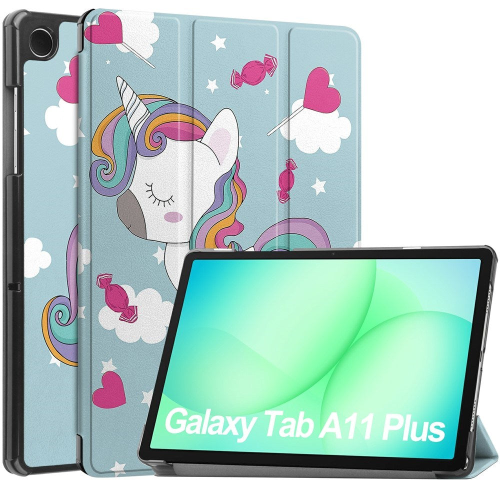 Samsung Galaxy Tab A11+ (Plus) EIDERWOOD Kunstlæder Tablet Cover m. Motiv - Enhjørning