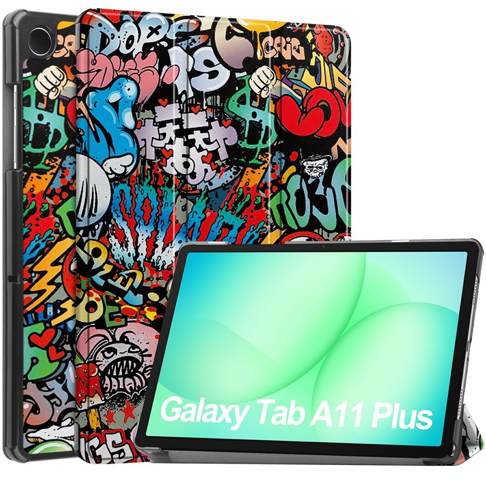 Samsung Galaxy Tab A11+ (Plus) EIDERWOOD Kunstlæder Tablet Cover m. Motiv - Graffiti