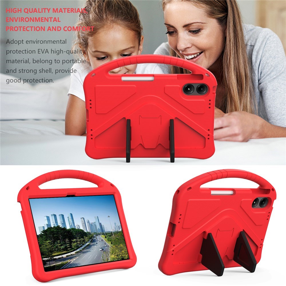 EIDERWOOD Xiaomi Redmi Pad 2 Pro Børnevenligt Tablet Cover med Kickstand - Rød