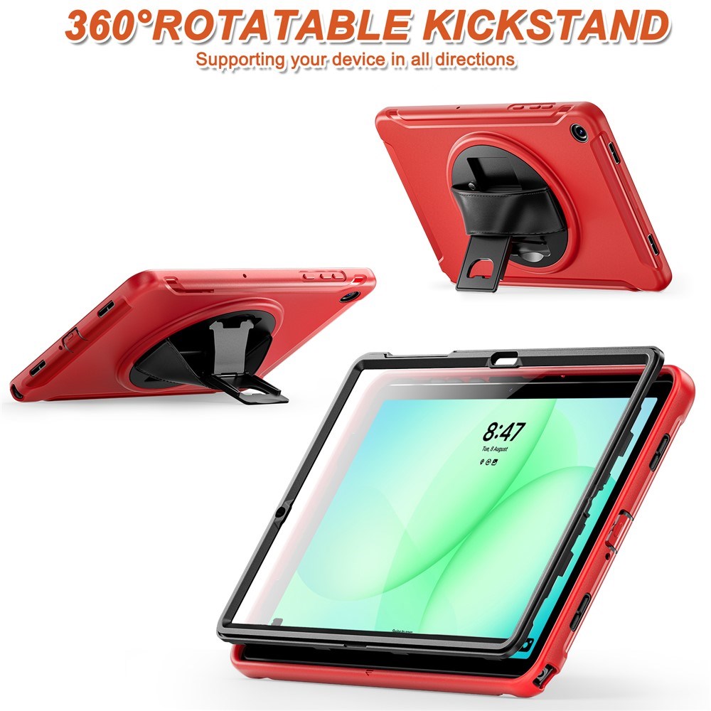 Samsung Galaxy Tab A11+ (Plus) EIDERWOOD Stødabsorberende Cover m. Roterbar Ståfunktion - Rød
