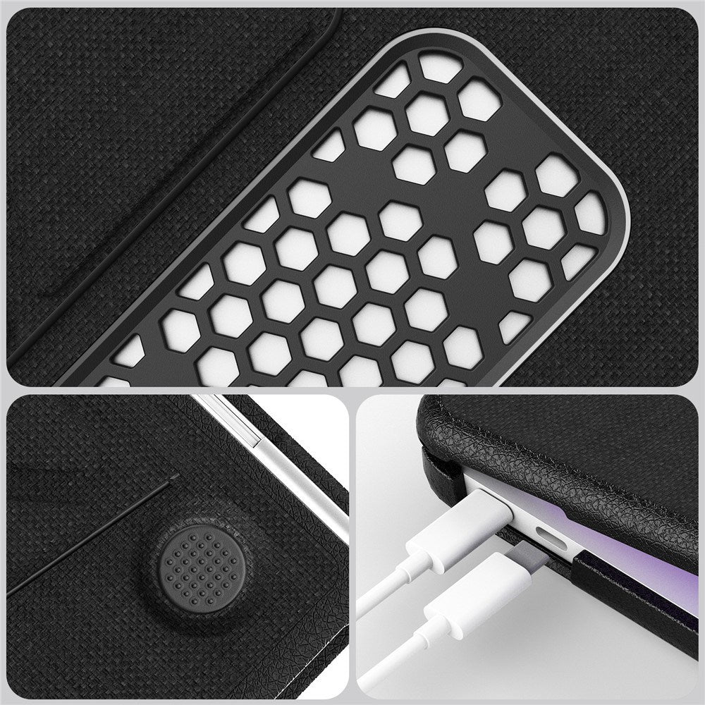 MacBook Neo 13 A18 Pro (2026) EIDERWOOD Cover - Udskæring til Logo - Foldbar Ståfunktion - Sort
