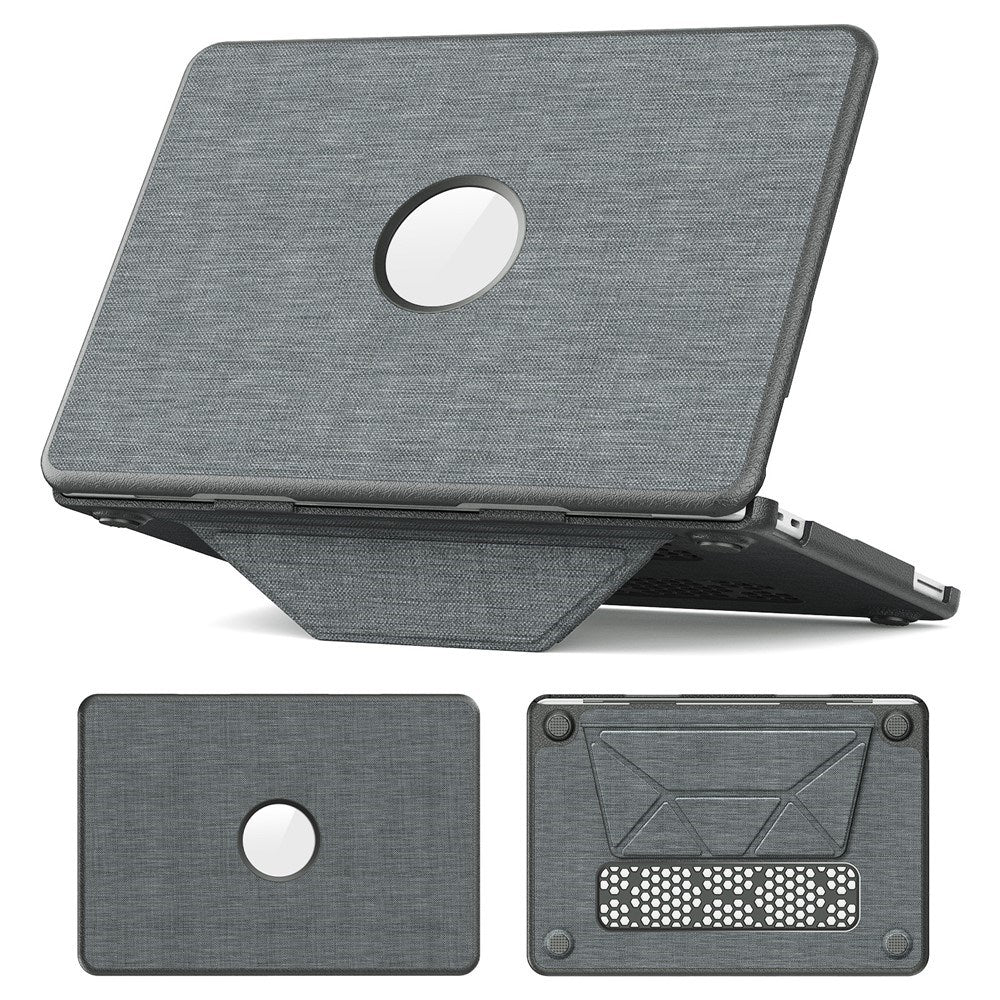 MacBook Neo 13 A18 Pro (2026) EIDERWOOD Cover - Udskæring til Logo - Foldbar Ståfunktion - Grå