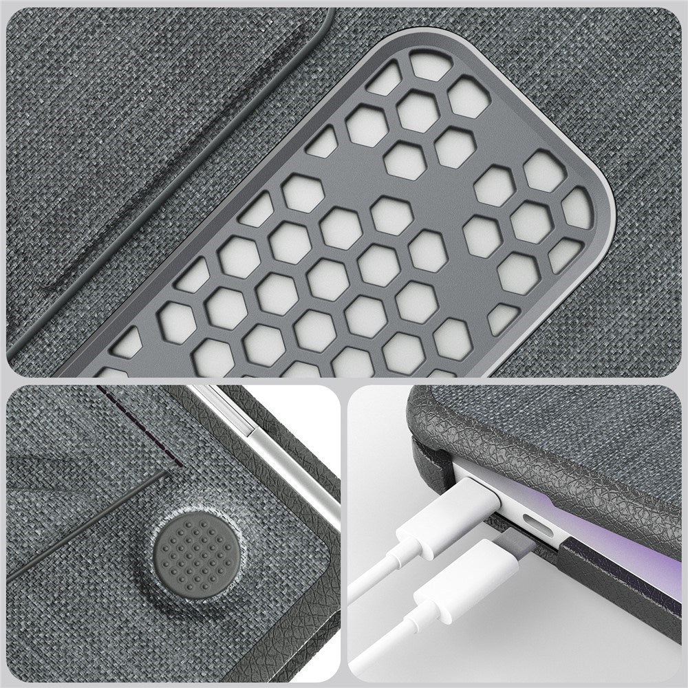 MacBook Neo 13 A18 Pro (2026) EIDERWOOD Cover - Udskæring til Logo - Foldbar Ståfunktion - Grå