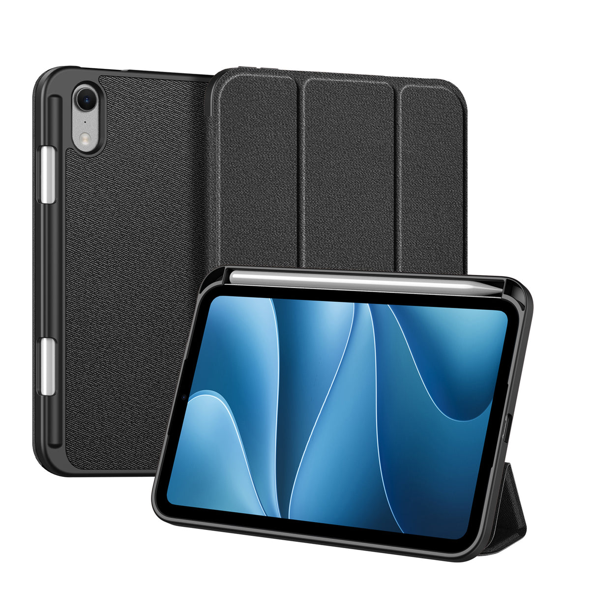 iPad Mini (2026) 8. Gen. DUX DUCIS DOMO Tri-Fold Kunstlæder Flip Cover m. Ståfunktion  - Sort
