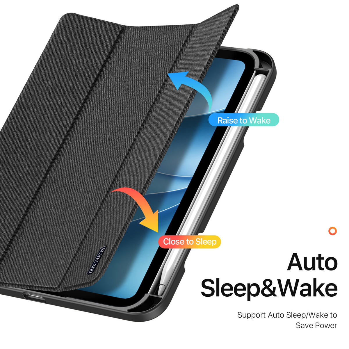 iPad Mini (2026) 8. Gen. DUX DUCIS DOMO Tri-Fold Kunstlæder Flip Cover m. Ståfunktion  - Sort