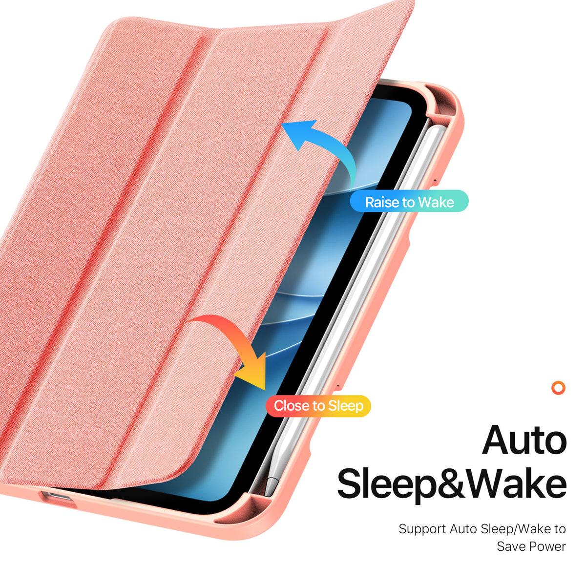 iPad Mini (2026) 8. Gen. DUX DUCIS DOMO Tri-Fold Kunstlæder Flip Cover m. Ståfunktion - Lyserød