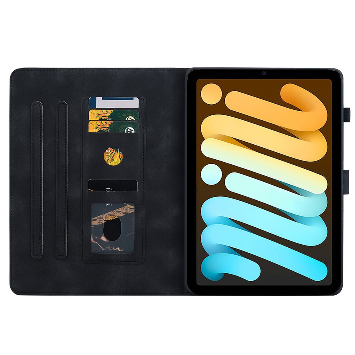 iPad Mini (2026) 8. Gen. EIDERWOOD Kunstlæder Flip Cover - Blomster Tekstureret - Sort