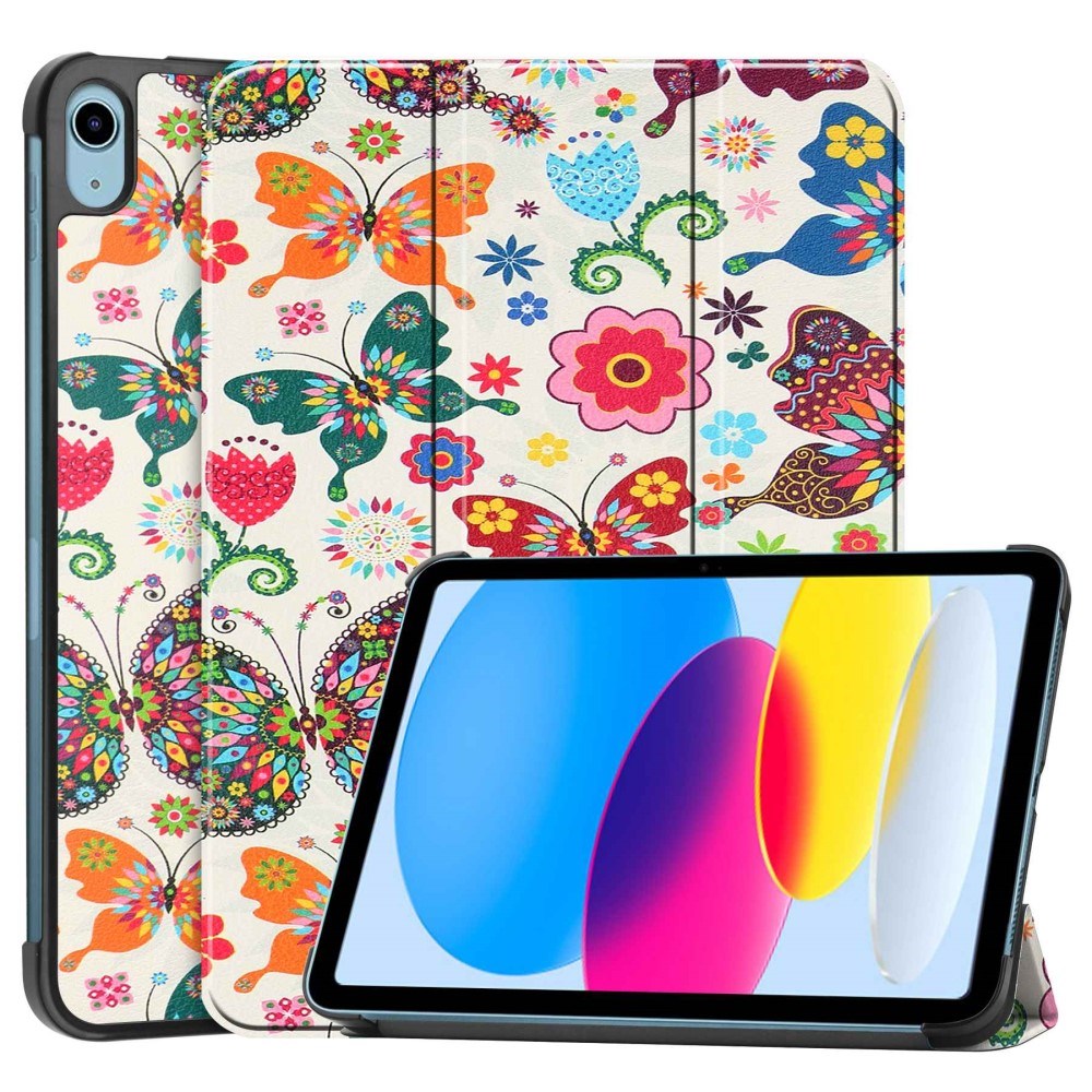 iPad 11" (2025) / iPad 10.9" (2024/2022) Læder Flip Cover m. Tri-fold Stand - Sommerfugle