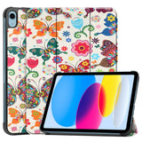 iPad 10.9" (2022) Læder Flip Cover m. Tri-fold Stand - Sommerfugle