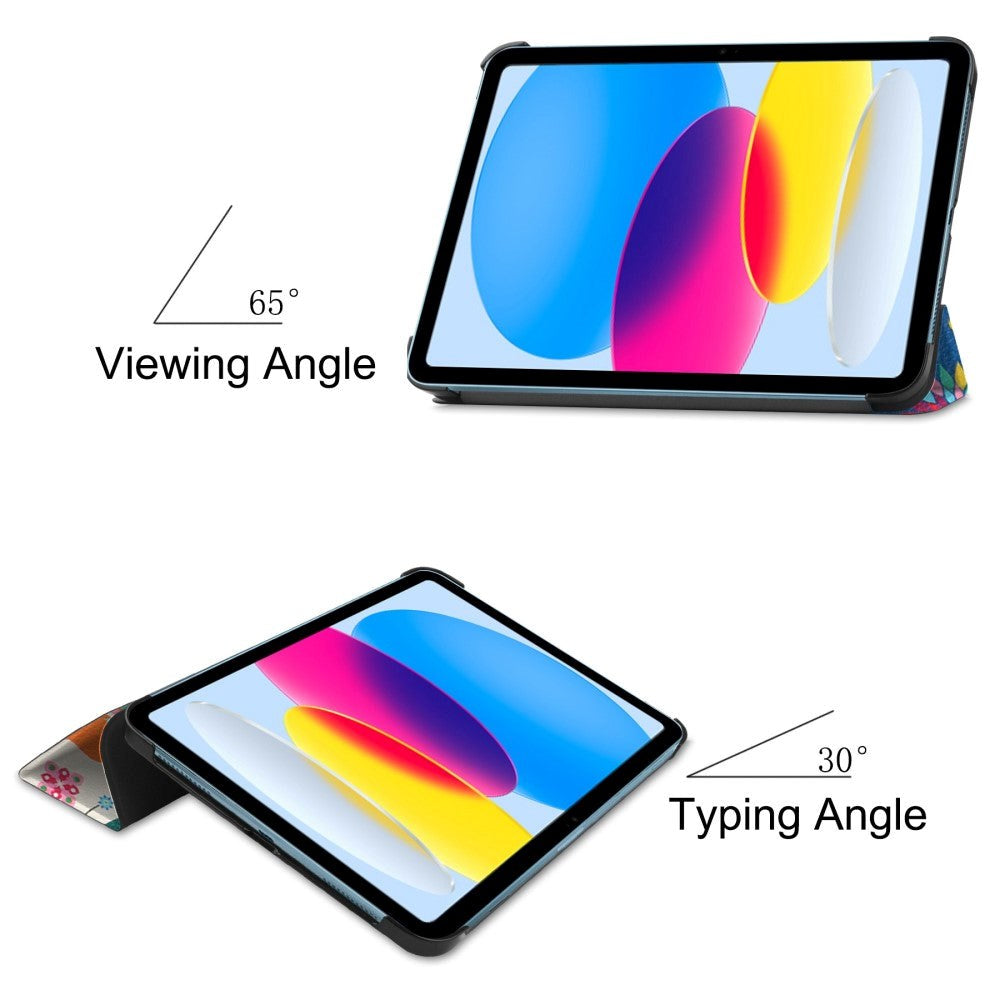 iPad 10.9" (2022) Læder Flip Cover m. Tri-fold Stand - Sommerfugle