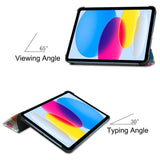 iPad 10.9" (2022) Læder Flip Cover m. Tri-fold Stand - Sommerfugle