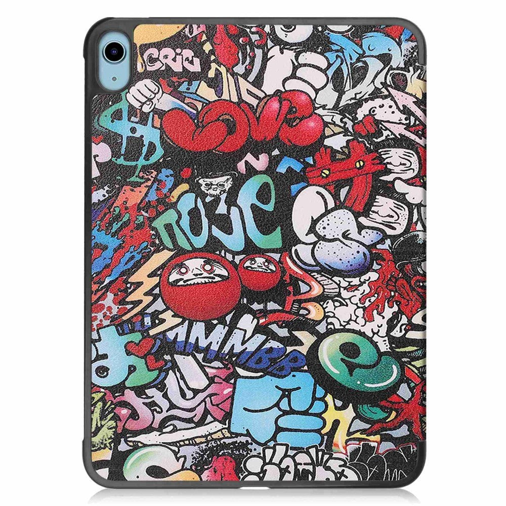 iPad 10.9" (2022) Læder Flip Cover m. Tri-fold Stand - Graffiti