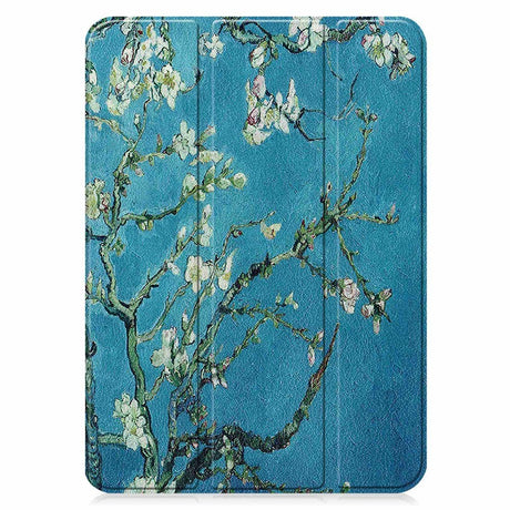 iPad 10.9" (2022) Læder Flip Cover m. Tri-fold Stand - Hvide Blomster