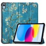 iPad 10.9" (2022) Læder Flip Cover m. Tri-fold Stand - Hvide Blomster