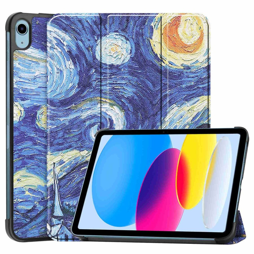 iPad 11" (2025) / iPad 10.9" (2024/2022) Læder Flip Cover m. Tri-fold Stand - Starry Night