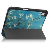 iPad 10.9" (2022) Læder Flip Cover m. Tri-fold Stand & Penholder - Hvide Blomster