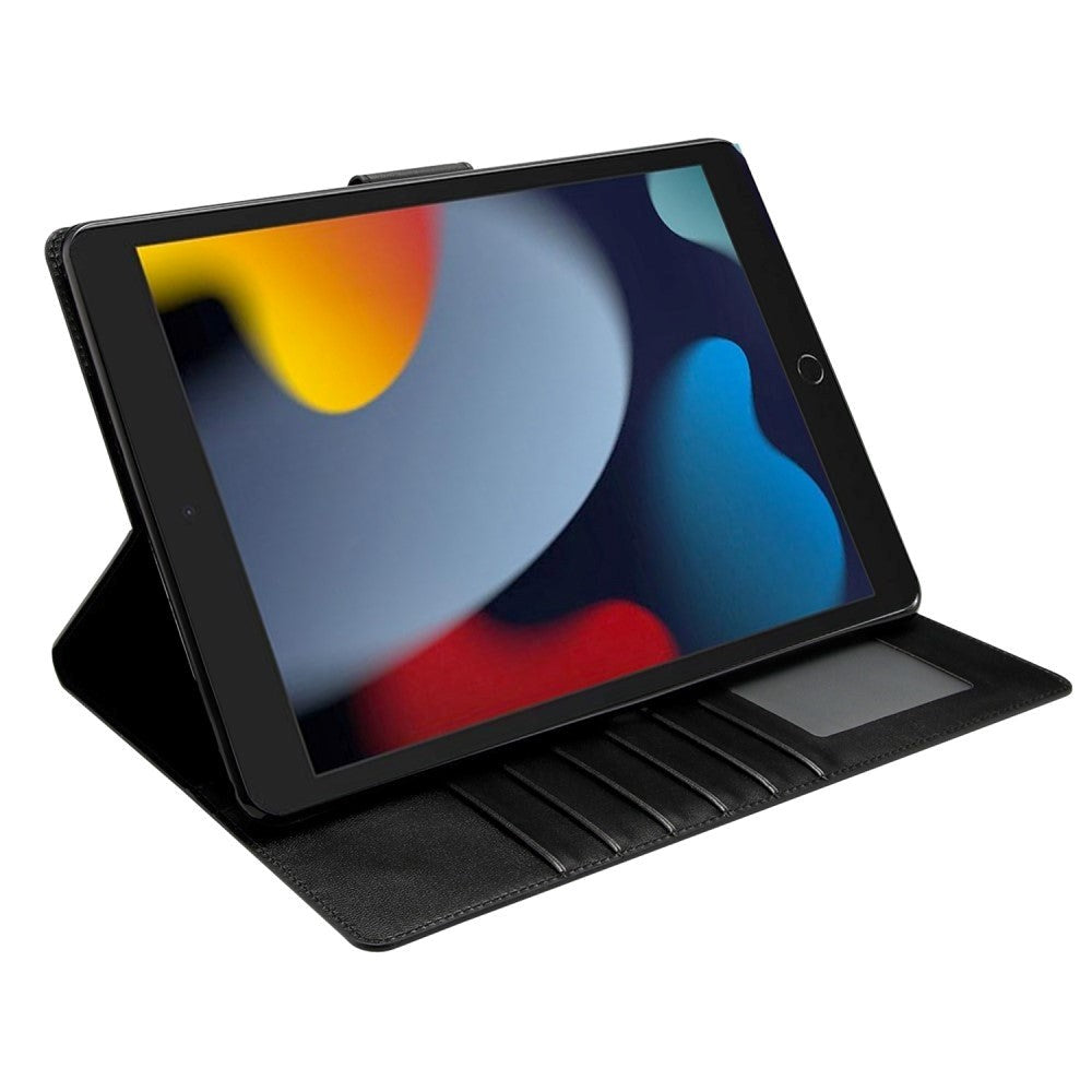 iPad 10.2" (2021 / 2020 / 2019) / Air (2019) / Pro 10.5" Kunstlæder Flip Cover m. Kortholder & Kickstand - Sort