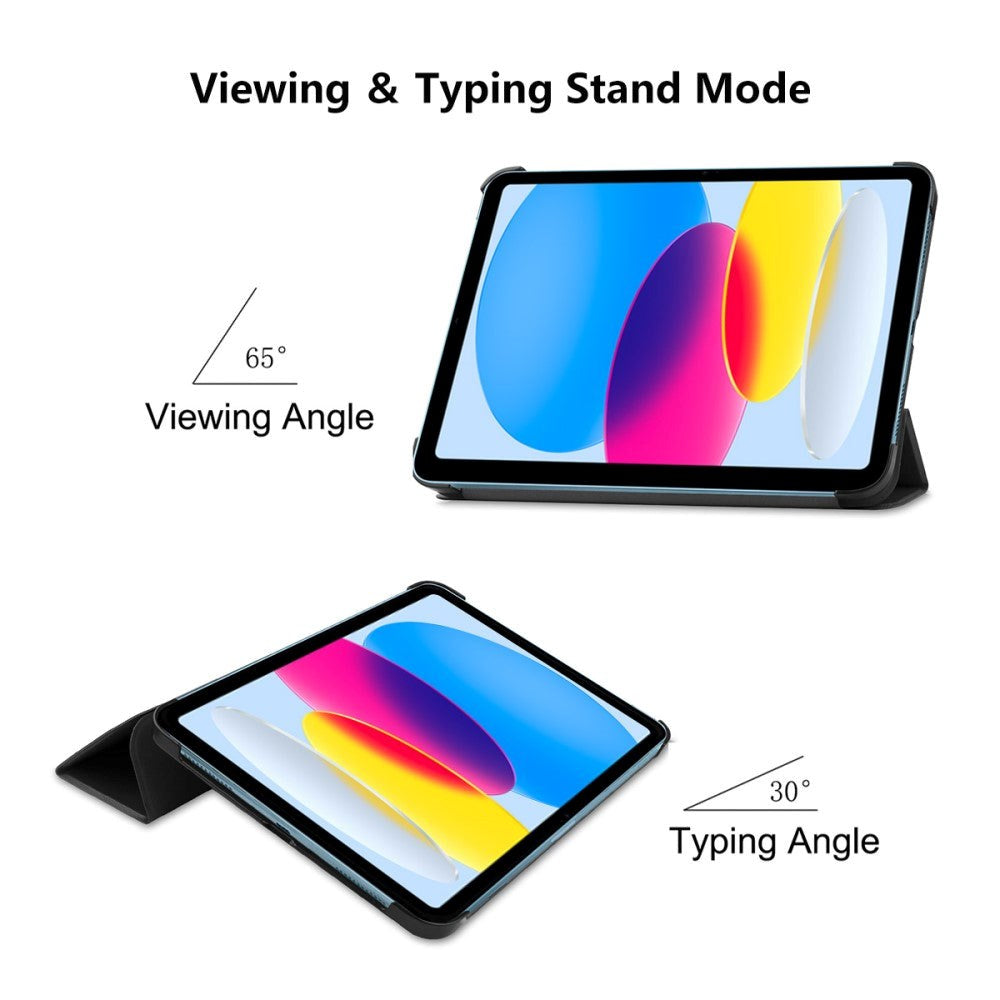 Apple iPad 10.9" (2022) ENKAY Læder Flip Cover m. Stand - Sort