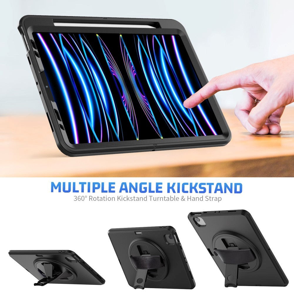 iPad Air (2022 / 2020) / Pro 11 (2022 / 2021 / 2020 / 2018) Håndværker Case - Kickstand & Håndholder - Sort