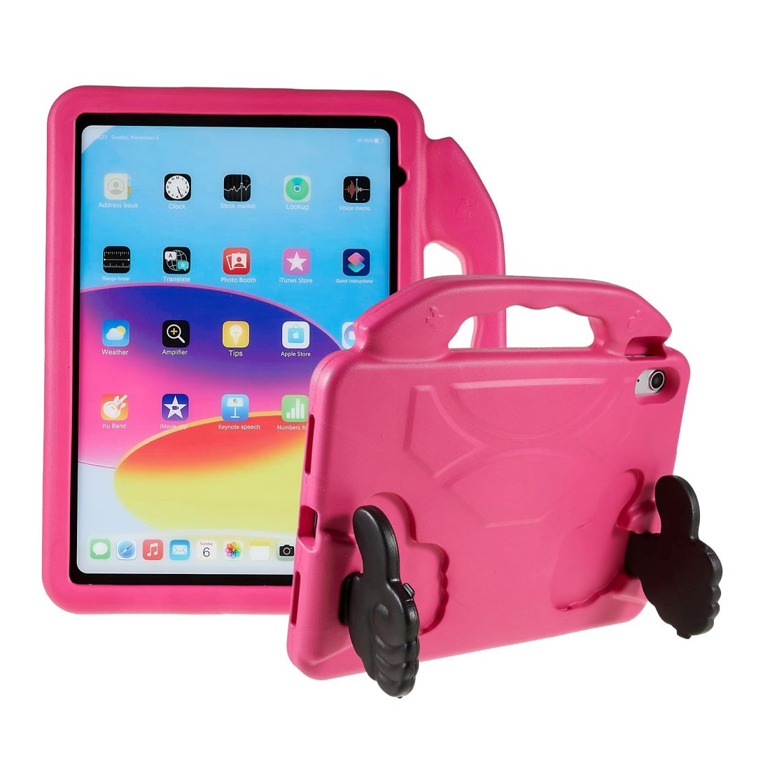 iPad 10.9" (2022) Børne cover - Thumb Kickstand Bagside Cover - Pink