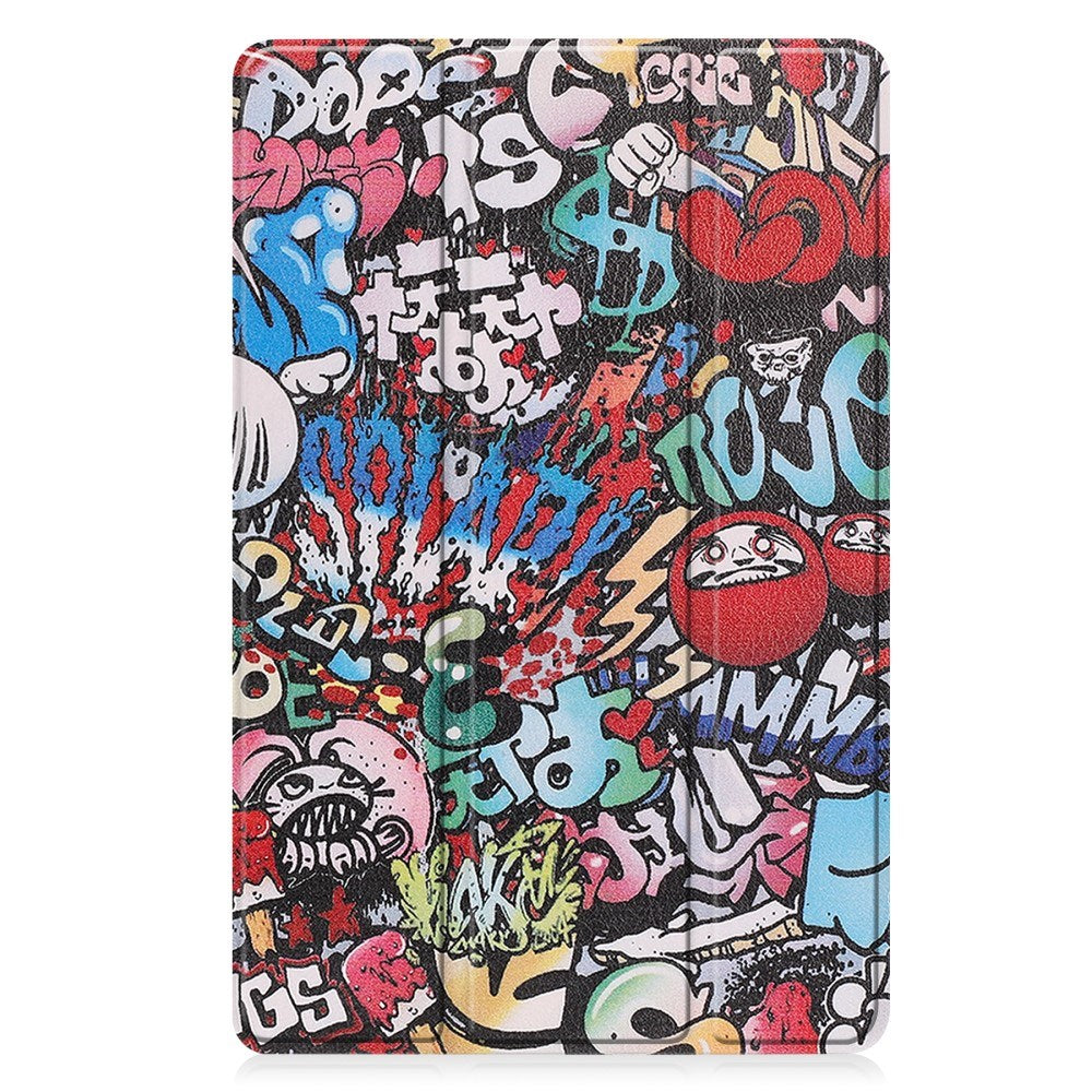 EIDERWOOD Nokia T21 Tri-Fold Kunstlæder Flip Cover m. Vågeblus Funktion - Graffiti