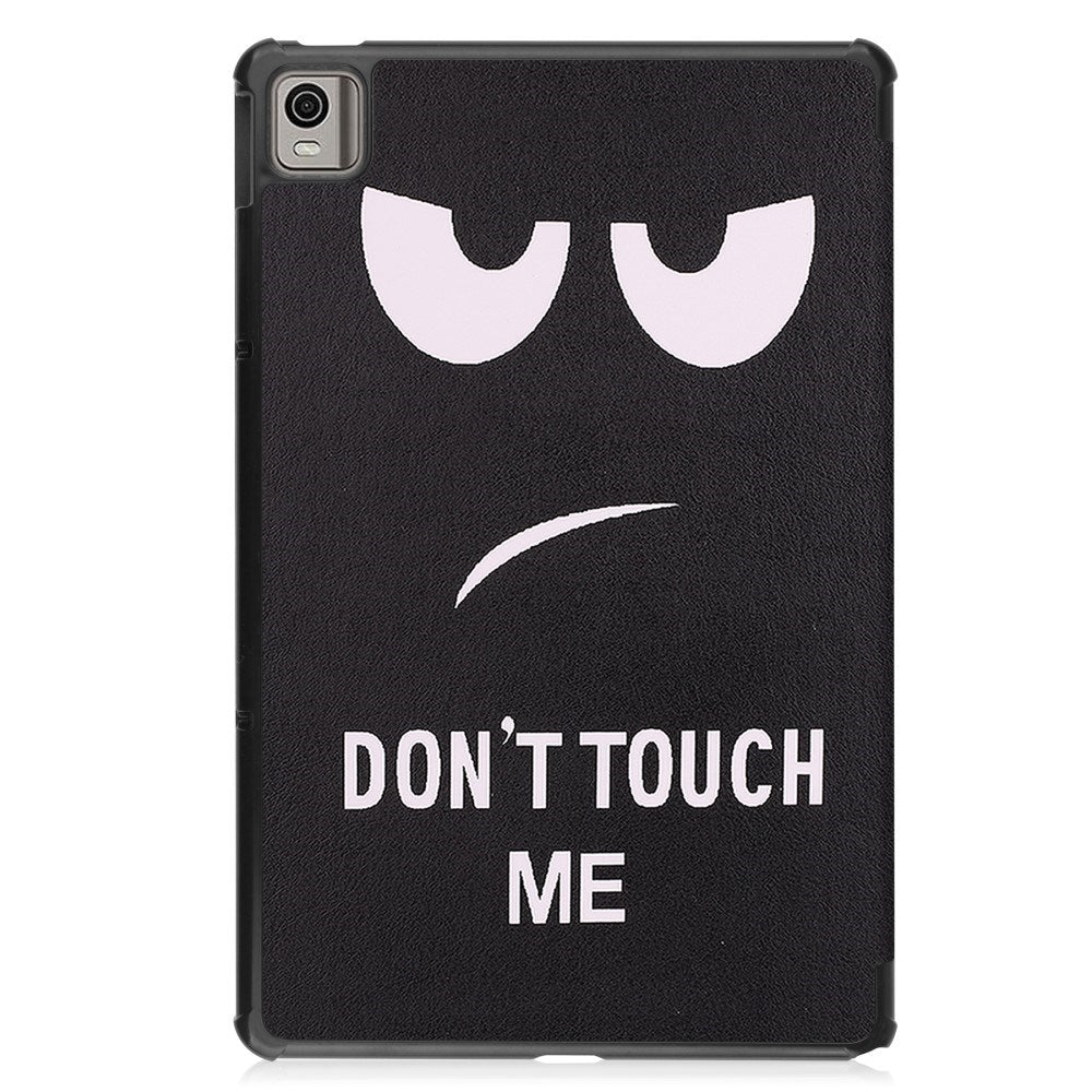 EIDERWOOD Nokia T21 Tri-Fold Kunstlæder Flip Cover m. Vågeblus Funktion - "Don't Touch Me"