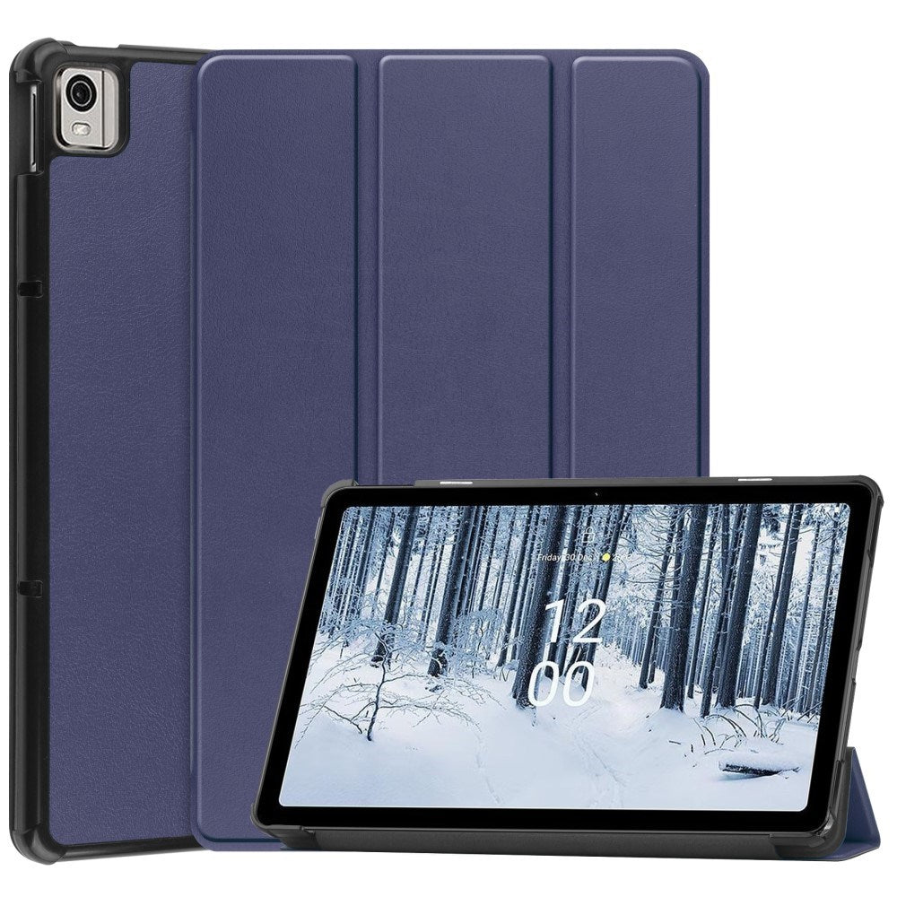 EIDERWOOD Nokia T21 Tri-Fold Læder Flip Cover m. Standerfunktion - Blå