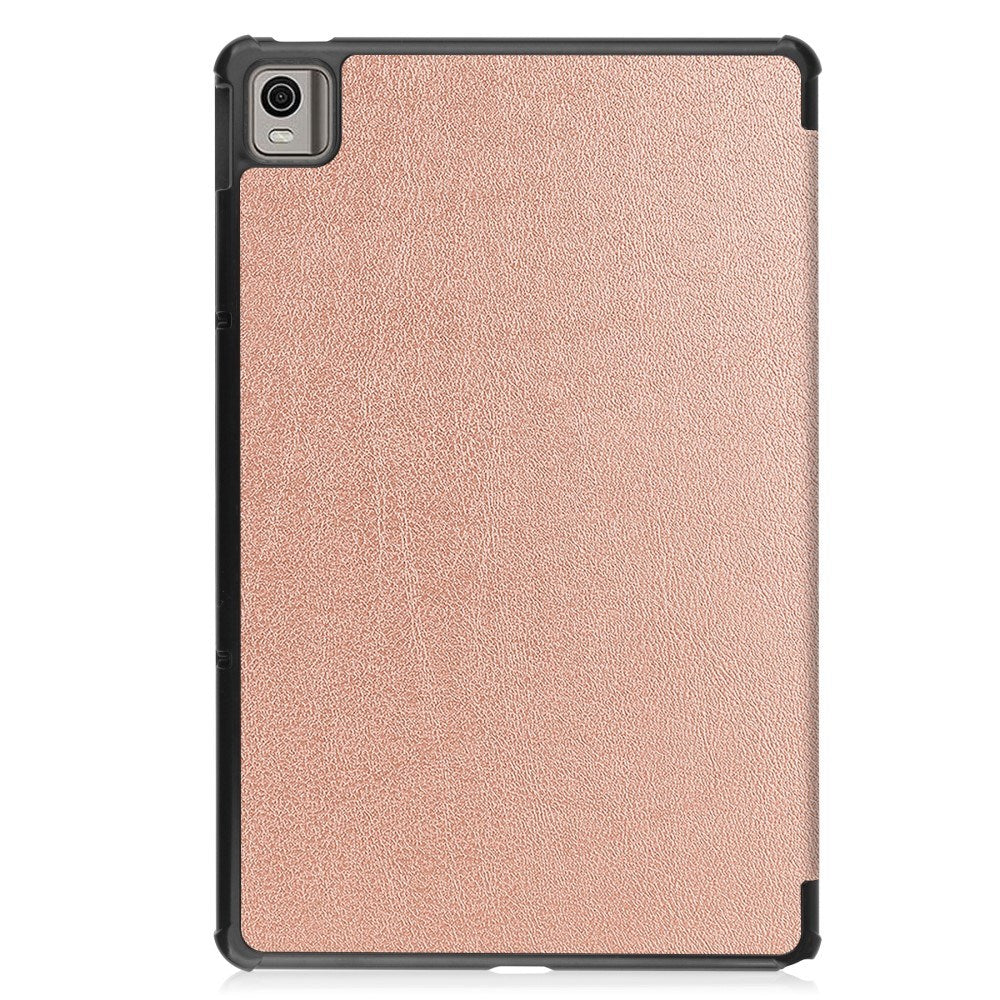 EIDERWOOD Nokia T21 Tri-Fold Læder Flip Cover m. Standerfunktion - Rose Gold