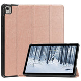 EIDERWOOD Nokia T21 Tri-Fold Læder Flip Cover m. Standerfunktion - Rose Gold