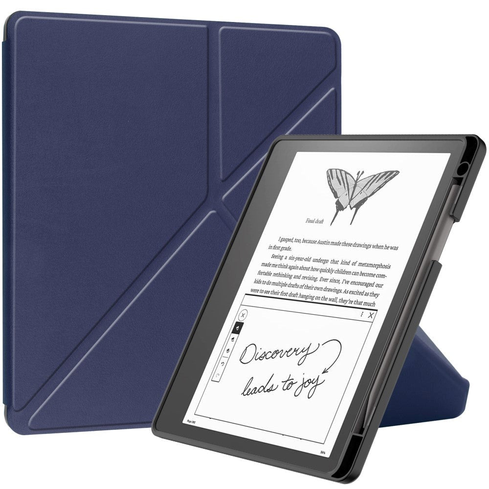 Amazon Kindle Scribe 11th Generation (2022) Origami Kunstlæder Flip Cover m. Pen Holder - Mørkeblå