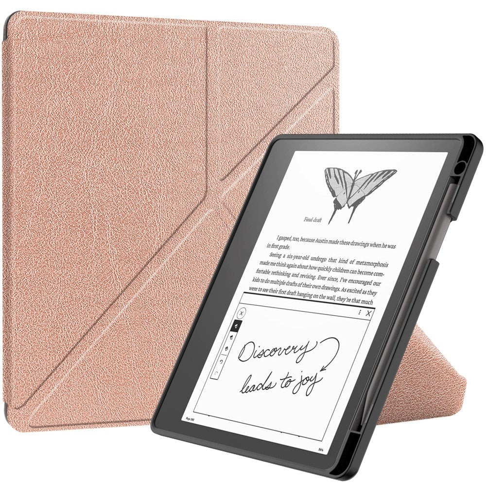 Amazon Kindle Scribe 11th Generation (2022) Origami Kunstlæder Flip Cover m. Pen Holder - Rose Gold