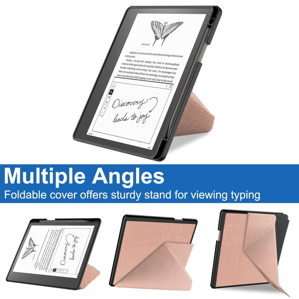 Amazon Kindle Scribe 11th Generation (2022) Origami Kunstlæder Flip Cover m. Pen Holder - Rose Gold