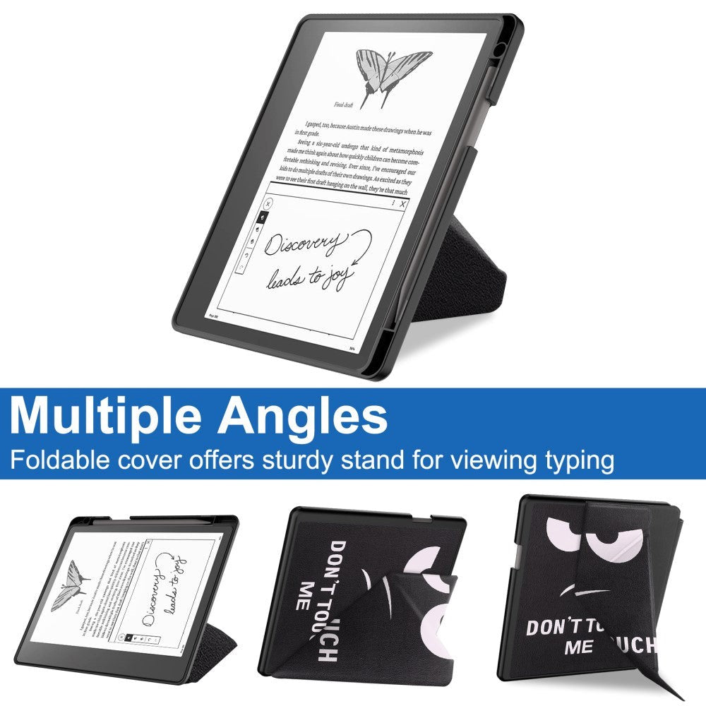 Amazon Kindle Scribe 11th Generation (2022) Origami Læder Flip Cover m. Pen Holder - "Don't Touch Me"