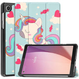 Lenovo Tab M8 (4. Gen.) - EIDERWOOD Tri-Fold Kunstlæder Flip Cover m. Mønster - Enhjørning