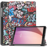 Lenovo Tab M8 (4. Gen.) - EIDERWOOD Tri-Fold Kunstlæder Flip Cover m. Mønster - Graffiti