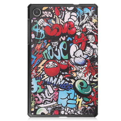 Lenovo Tab M8 (4. Gen.) - EIDERWOOD Tri-Fold Kunstlæder Flip Cover m. Mønster - Graffiti