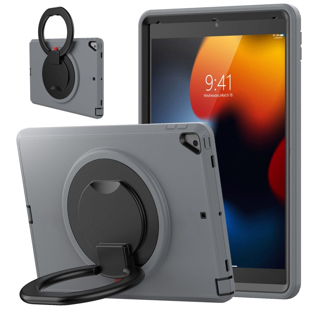 iPad 10.2 (2021 / 2020 / 2019) Håndværker Bagside Cover m. Kickstand & Håndholder - Grå