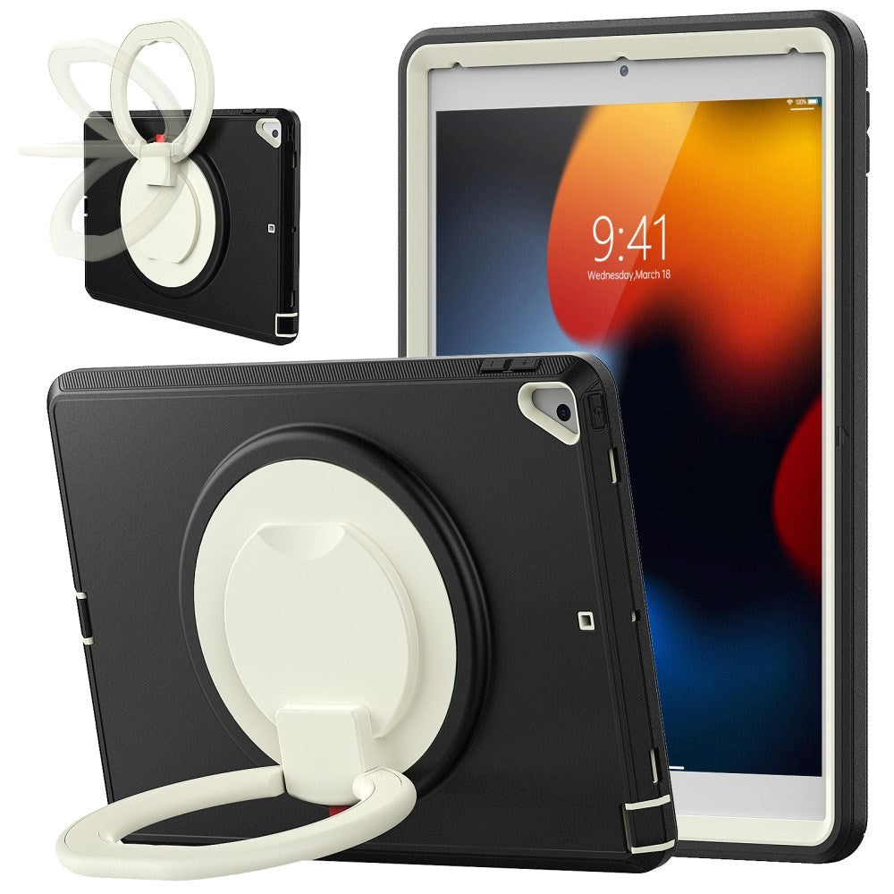 iPad 10.2 (2021 / 2020 / 2019) Håndværker Bagside Cover m. Kickstand & Håndholder - Sort