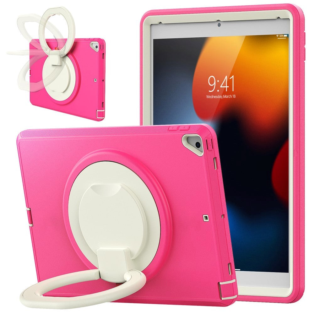 iPad 10.2 (2021 / 2020 / 2019) Håndværker Bagside Cover m. Kickstand & Håndholder - Lyserød