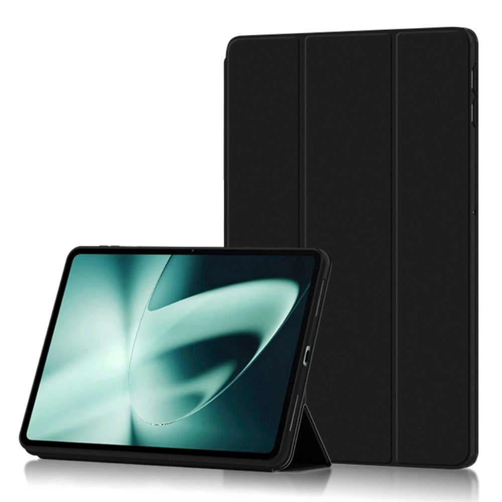 OnePlus Pad / Oppo Pad 2 Tri-Fold Læder Flip Cover - Sort