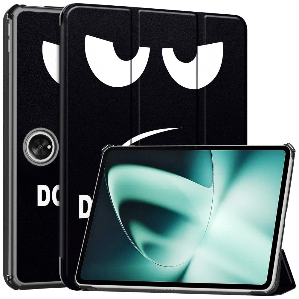 OnePlus Pad / Oppo Pad 2 Læder Flip Cover m. Tri-fold Stand & Vågeblus Funktion - "Don't Touch Me"