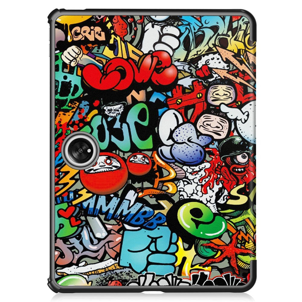 OnePlus Pad / Oppo Pad 2 Læder Flip Cover m. Tri-fold Stand & Vågeblus Funktion - Grafitti