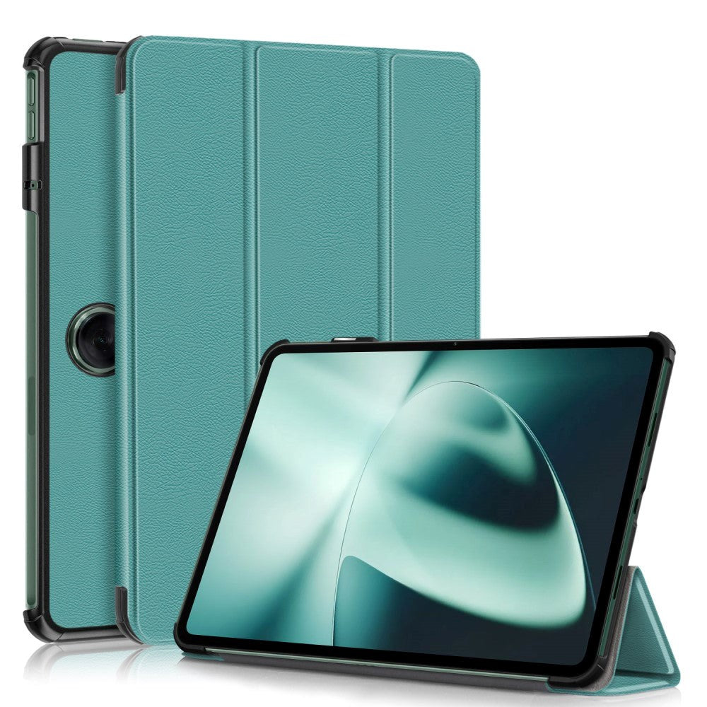 OnePlus Pad / Oppo Pad 2 Tri-Fold Læder Flip Cover m. Standerfunktion - Turkis