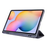 Samsung Galaxy Tab S6 Lite (2020-2024) Magnetisk Tri-Fold Læder Flip Cover m. Pencil Holder - Sort