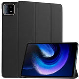 Xiaomi Pad 6 Tri-fold Læder Flip Cover m. Vågeblus Funktion - Sort