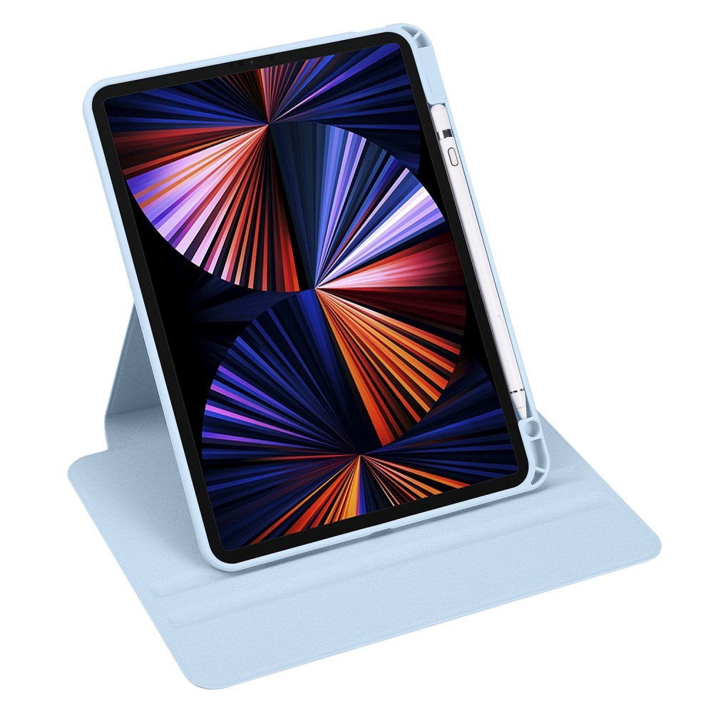 iPad Pro 12.9" (2022 / 2021 / 2020 / 2018) Hybrid Flip Cover Apple Pencil Holder - Lyseblå / Gennemsigtig